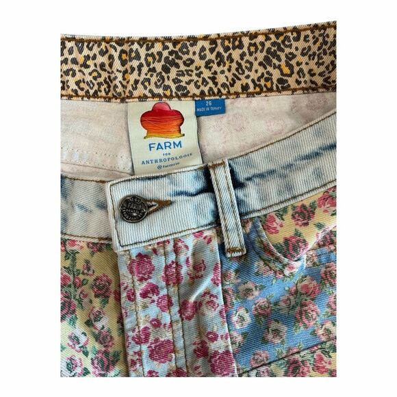 FARM Rio Pants - NWOT Farm Rio Anthropologie Women’s 26 HR Patchwork Denim Floral Shorts